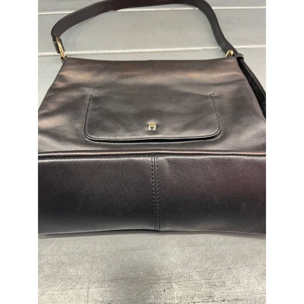 Etienne Aigner Black Leather‎ Shoulder Bag Womens Handbag Purse